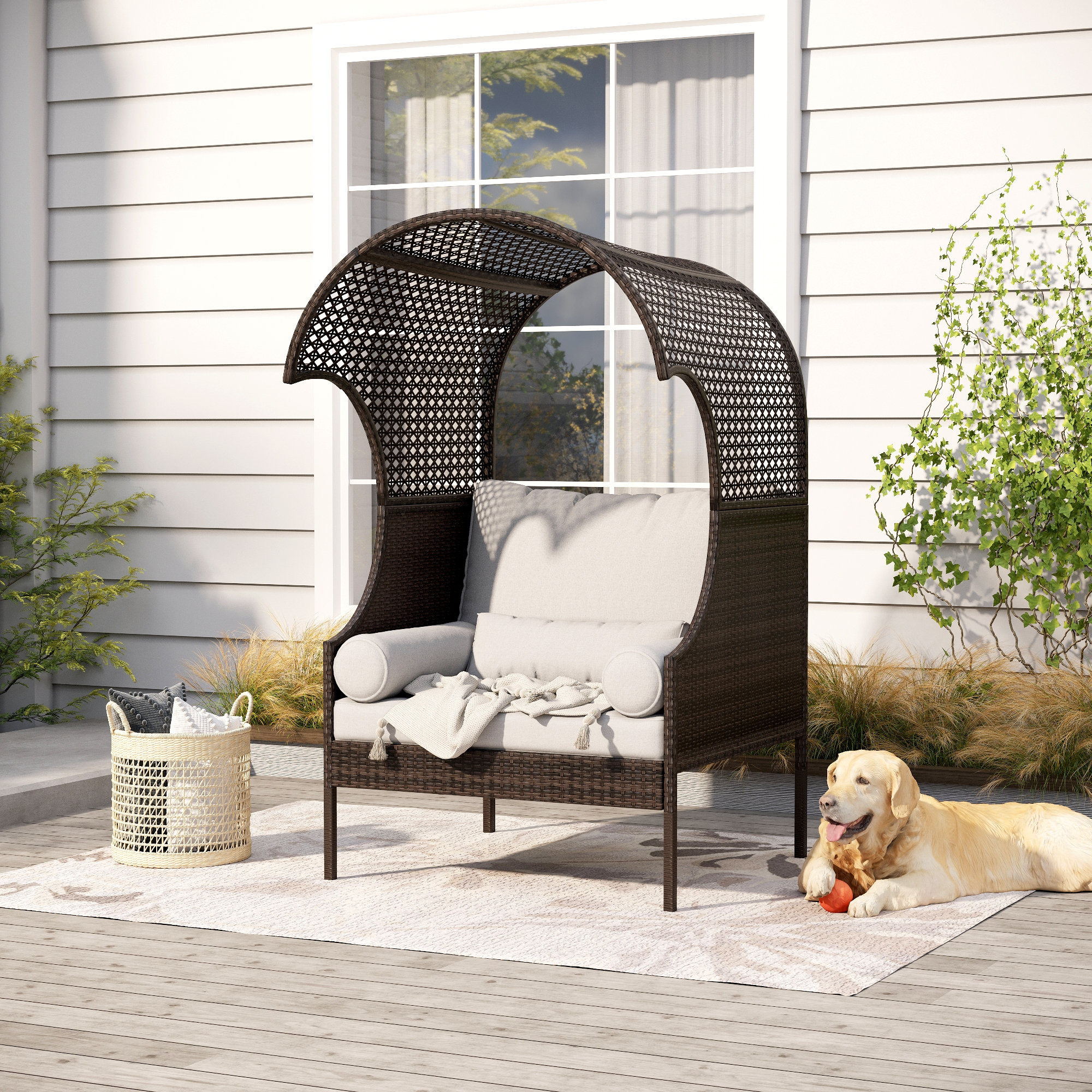 Latitude Run Ijana Premium Wicker Outdoor Patio Egg Lounge Chair with Cushions Reviews Wayfair